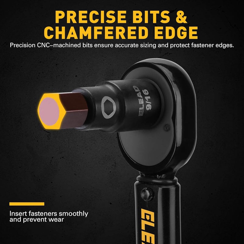 ELEAD 16-Piece SAE Hex Bit Impact Socket Set - Premium S2 Steel 5/64"-9/16" Allen Socket Set with Socket Adapters, 1/4”, 3/8” and 1/2” Drive | Professional Mechanic Garage Tools - Image 4